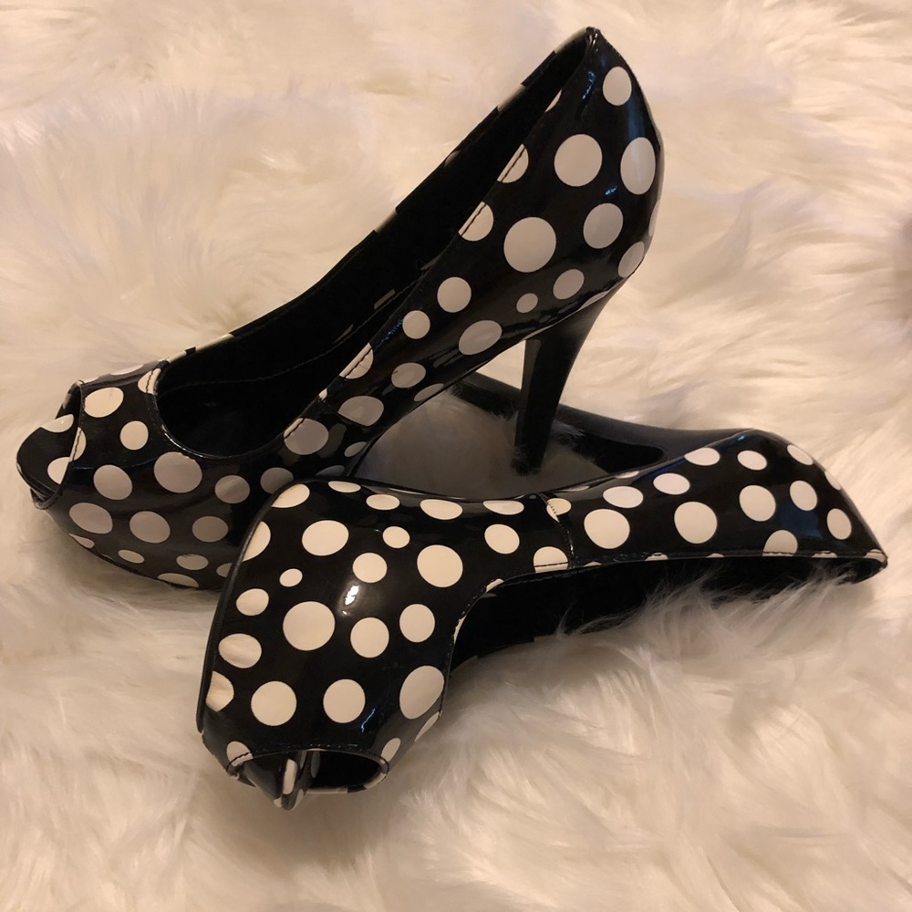 Polka Dot Peep-Toe Pumps